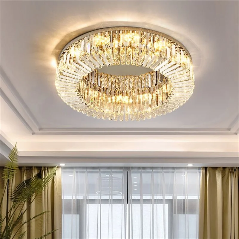 Light luxury crystal living room light modern master bedroom dining room light fixture whole house package combination 2024 new