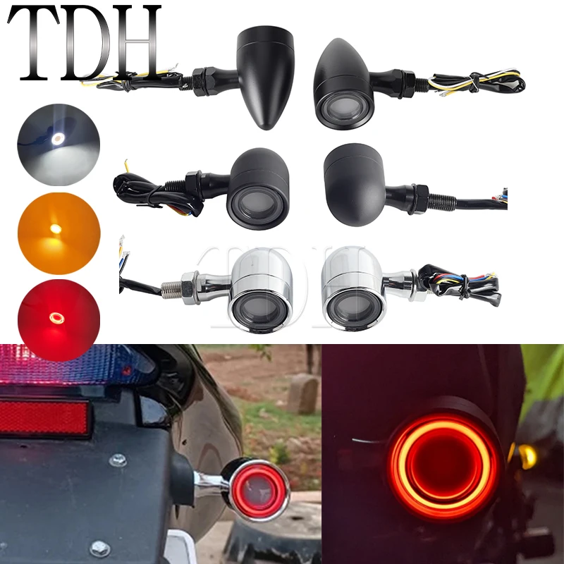 

Motorcycle Turn Signal Light Bullet Flashing Rear Taillight Brake Running Lamp for Cruiser Chopper Bobber Kawasaki Turn Signals