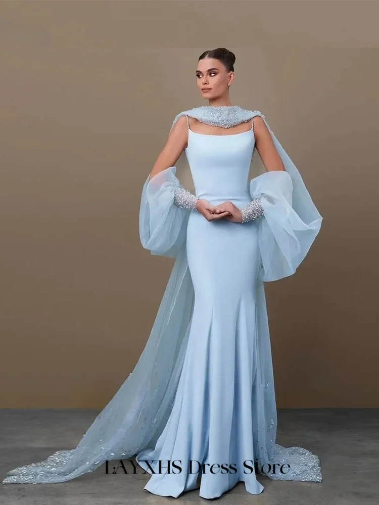 

LAYXHS Модные вечерние платья на тонких бретельках трапециевидной формы с открытой спиной из тюля из бисера для торжественных случаев платья для выпускного вечера по индивидуальному заказу