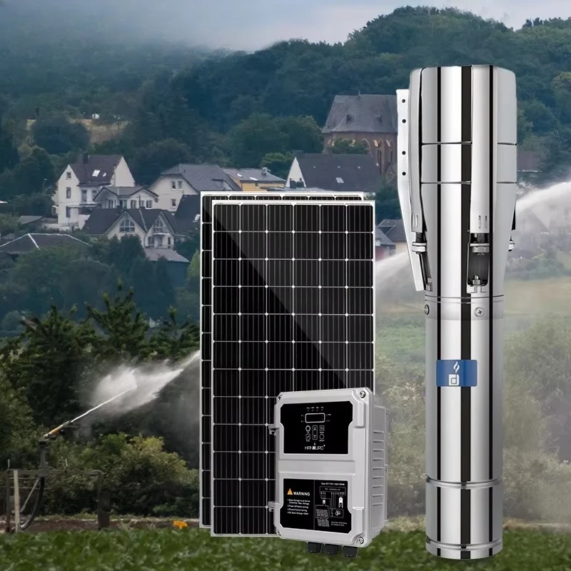 4 بوصة مضخة مياه تعمل بالطاقة الشمسية مضخة الآبار مضخة نافورة شمسية الري بدون لوحة طاقة شمسية التيار المتناوب/تيار مستمر 6 م 3 / ساعة 135 م 110 فولت 2.0 حصان