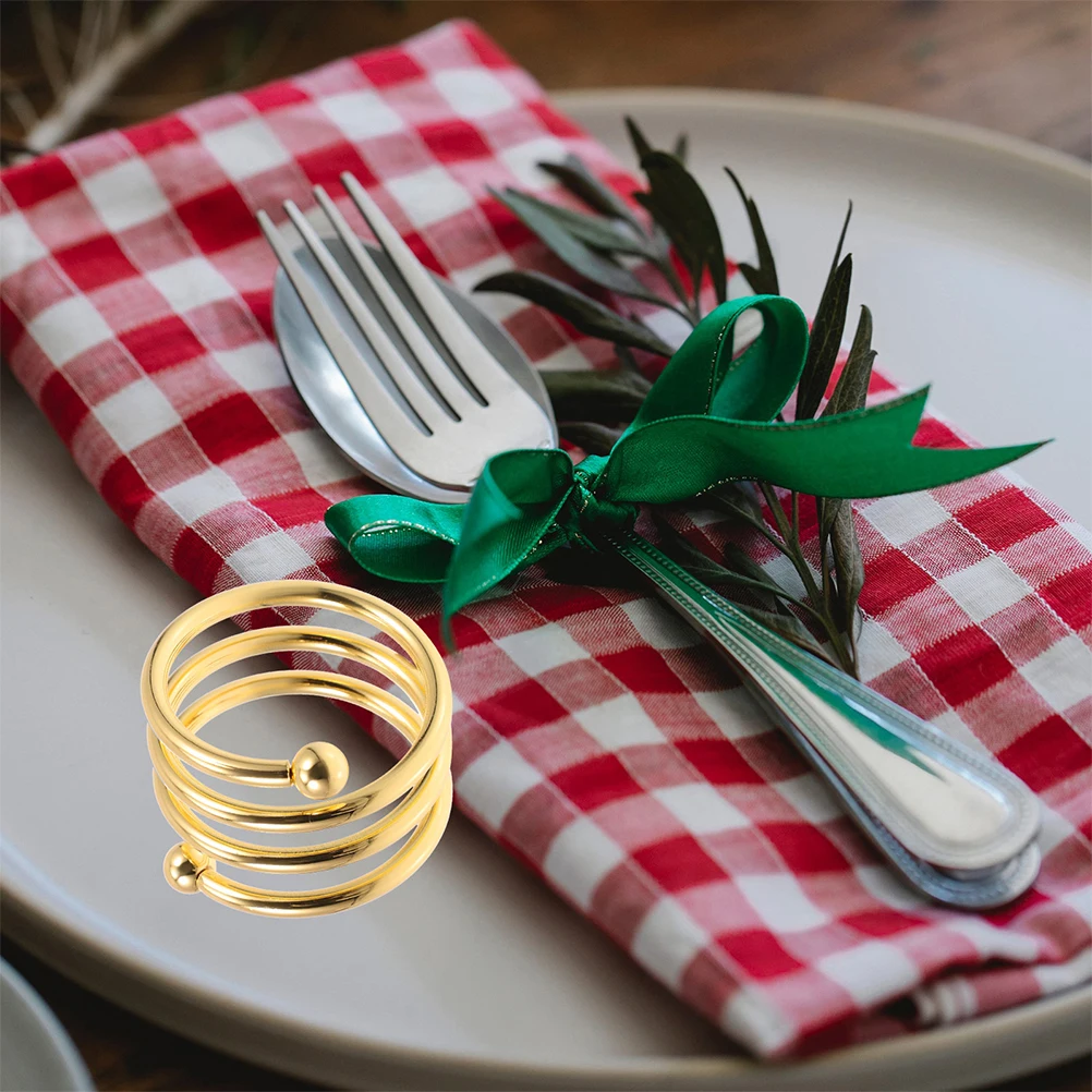 

10 Pcs Spring Napkin Ring Stylish Adjustable Metal Holders Classic Design Table Decoration Wedding Party Napkins Set