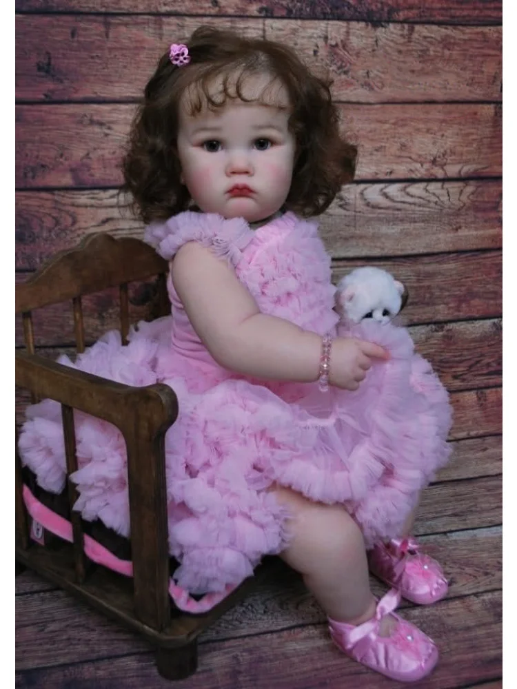 60CM CHARLOTTE Soft Cloth Body Reborn Toddler Doll Lifelike Princess Painted 3D Skin with Visible Veins Hand-Rooted Hair