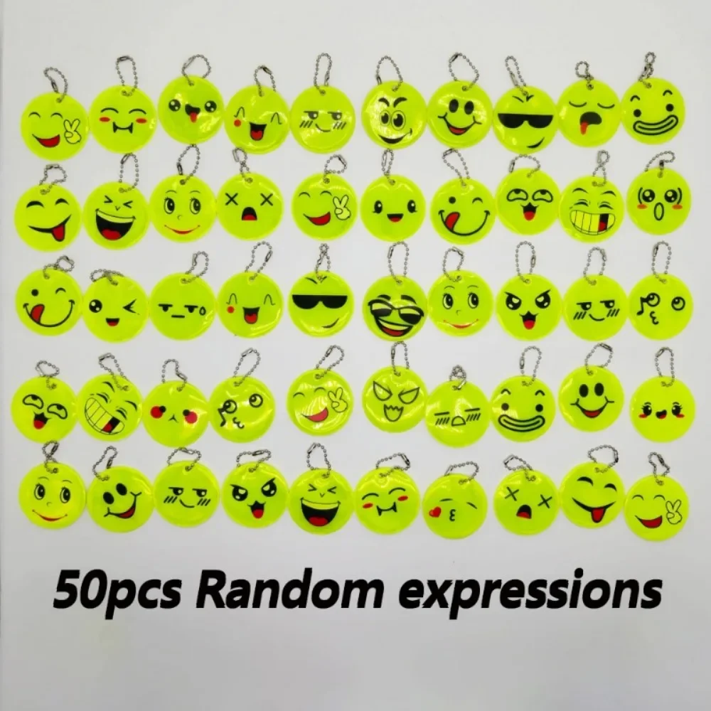 50PCS/30PCS/20PCS/10PCS Nachtlicht Reflektierende Schlüsselbund Mehrere Lächelndes Gesicht Ausdrücke doppelseitige PVC Hängen Zubehör
