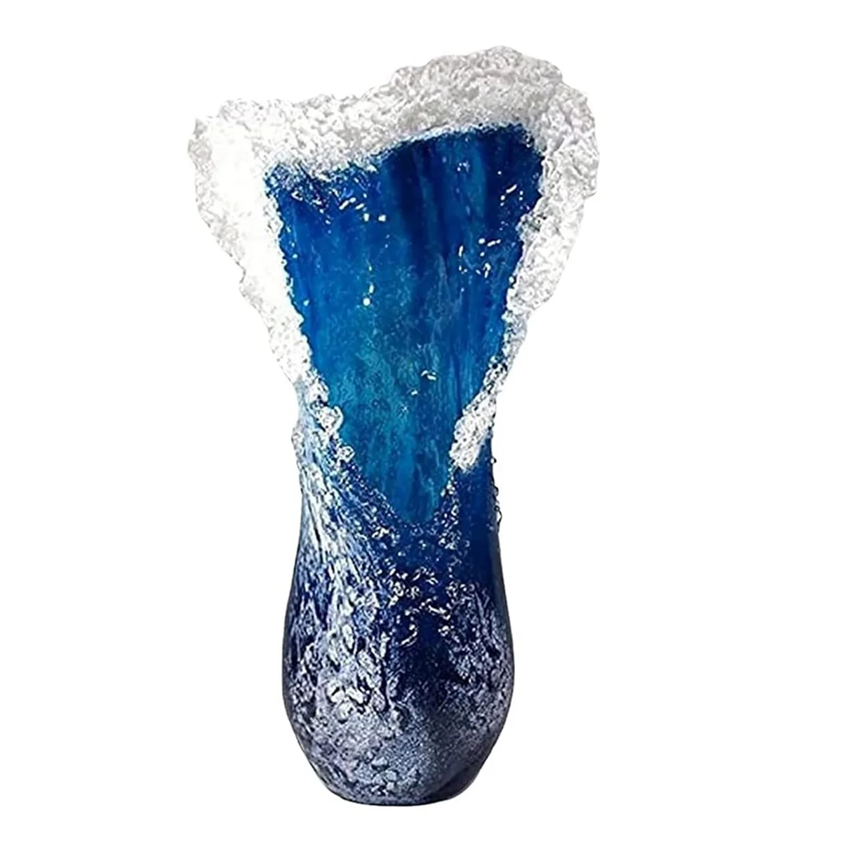 Sea Wave Vase, Wavy Vase Resin Blue Wavy Vase for Office Living Room Decorations Coffee Shop Decor 30cm