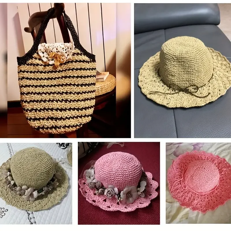 280-300m/Roll Natural Raffia Straw Yarn For Knitting Crocheting Paper Threads DIY Handmade Summer Sunhat Beach Bag Material