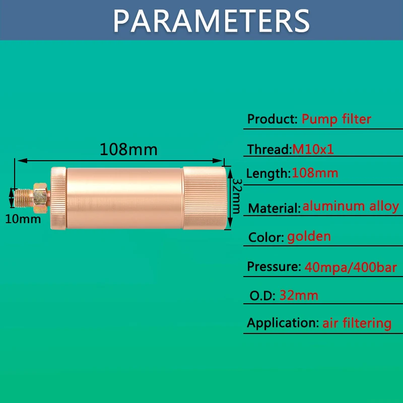 M10x1 Pump Filter with Nylon Hose and Quick Disconnect 40Mpa Air Filtering Water-Oil Separator Air Compressor Filtering Element