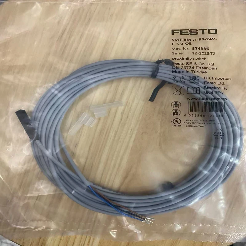 FESTO Proximity sensor 574336-SMT-8M-A-PS-24V-E-5,0-OE Suitable for T-slot dedicated pneumatic cylinder position detection