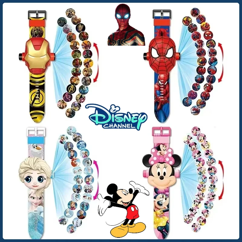 

Disney Projection Watch Mickey Mouse, Frozen, Marvel, Spider-Man, Lilo and Stitch, 24-pattern Children's Electronic Projector