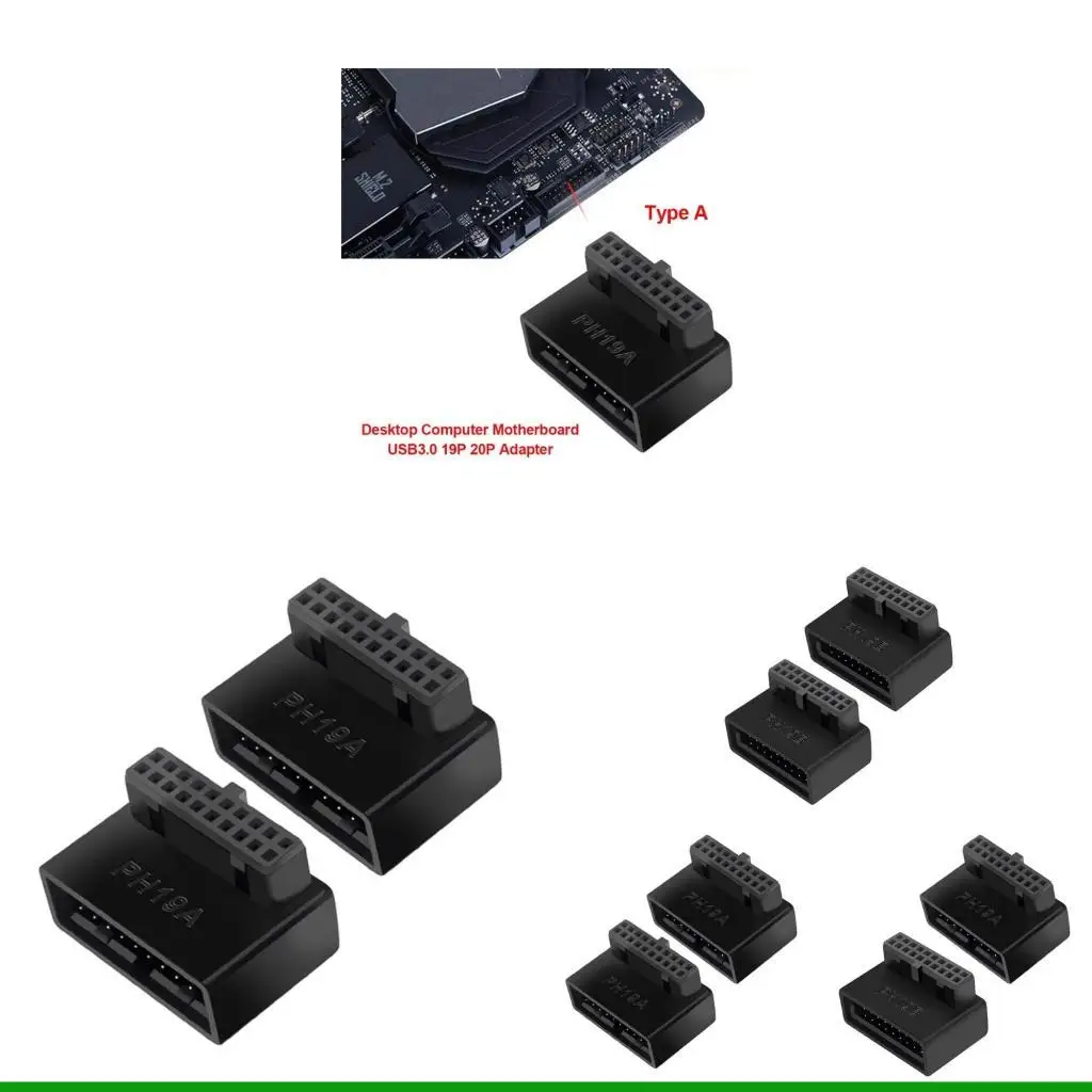 

U55C USB 19Pin/20Pin Male to Female Connector Header 90 Degree Converter Computer