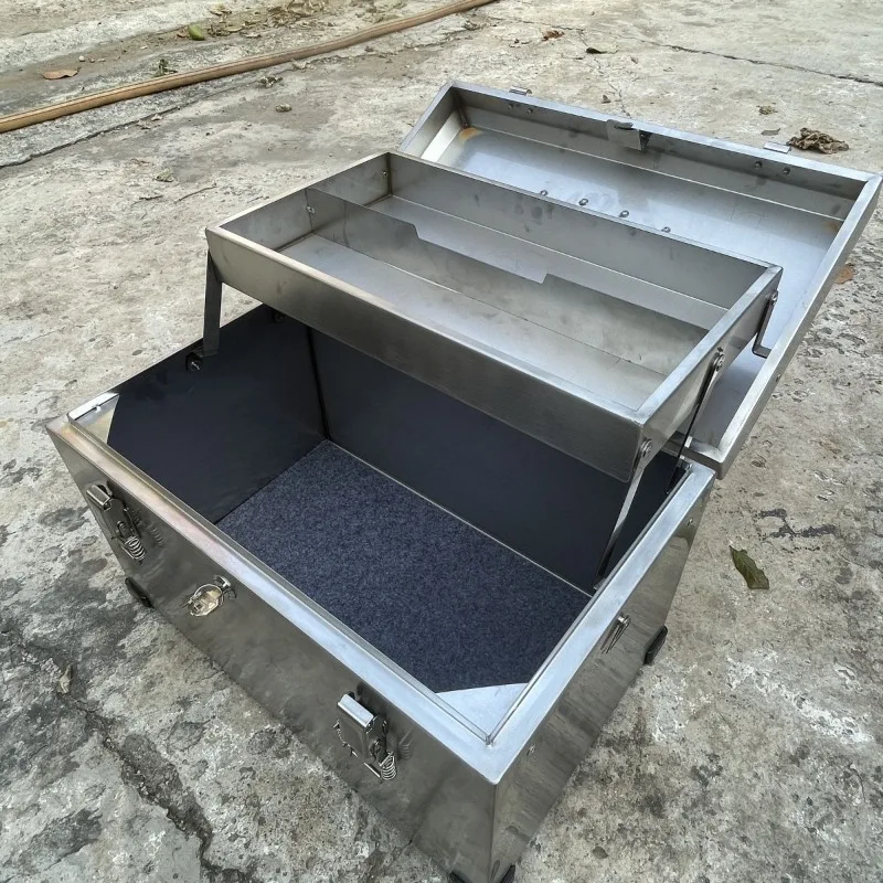2-layers Foldable Tool Box Large Capacity Tools Case Stainless Steel Waterproof Storage Toolbox Electrician Tools Organizer