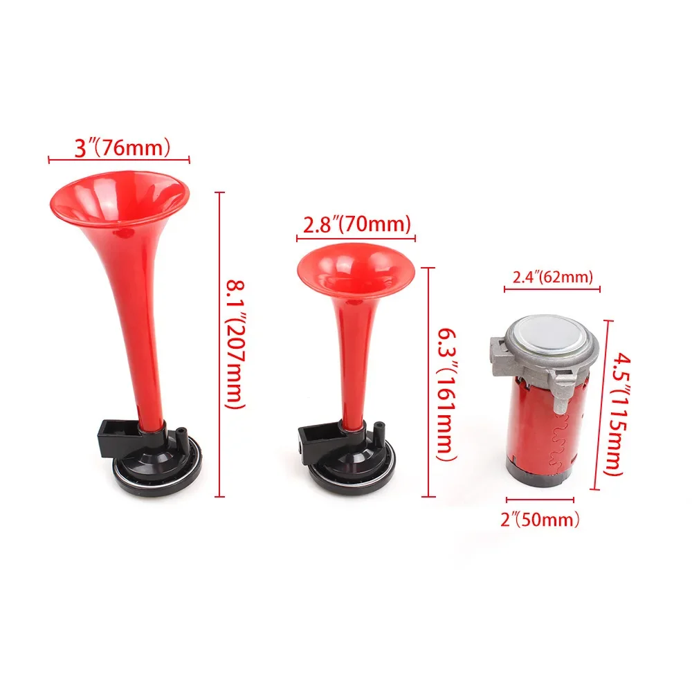 12V 135dB Loud Dual Tone Car Air Horn Set Trumpet Compressor  for Auto Automobile Motorcycle Boat Truck