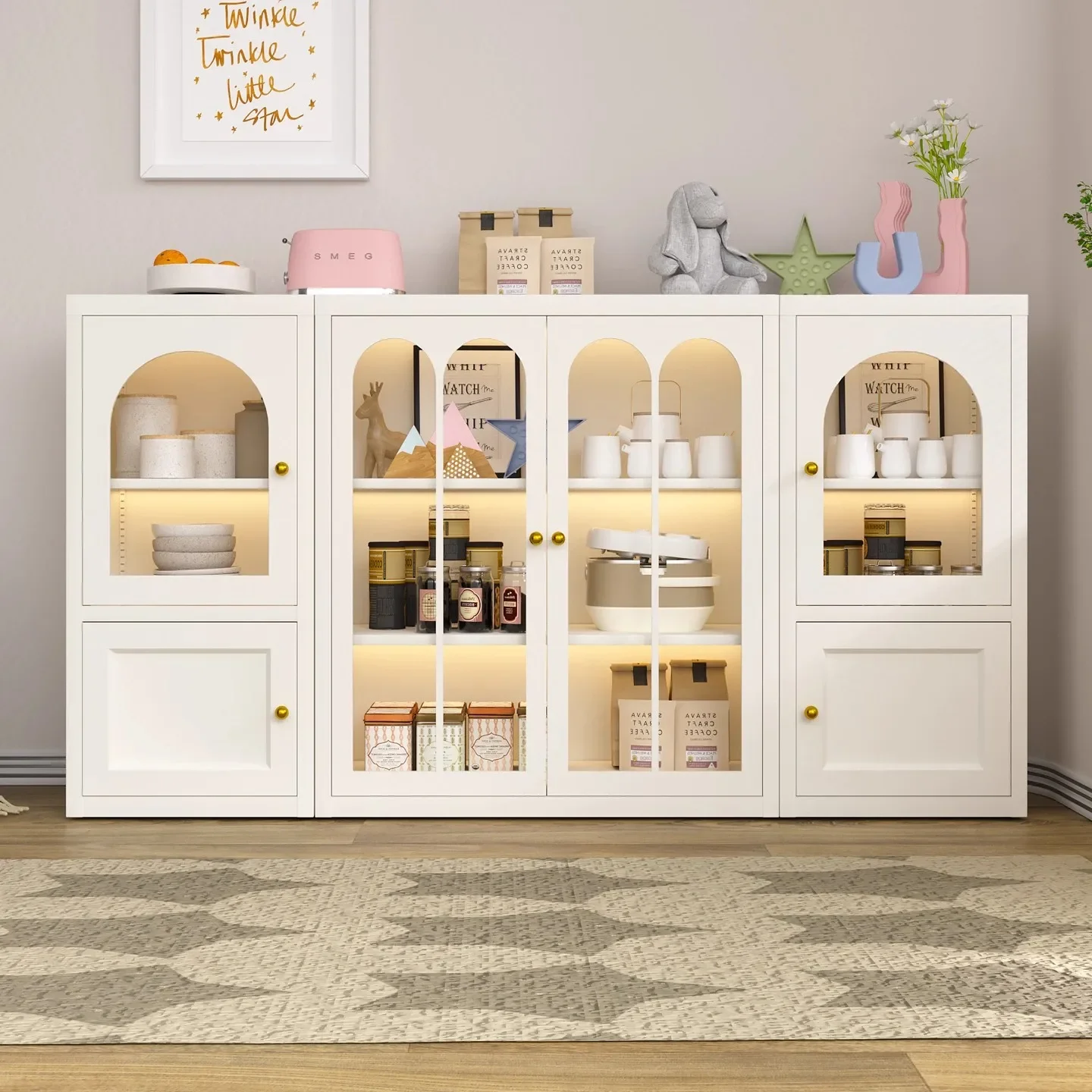 French cream wind steel side tea simple modern household wall storage  side  storage