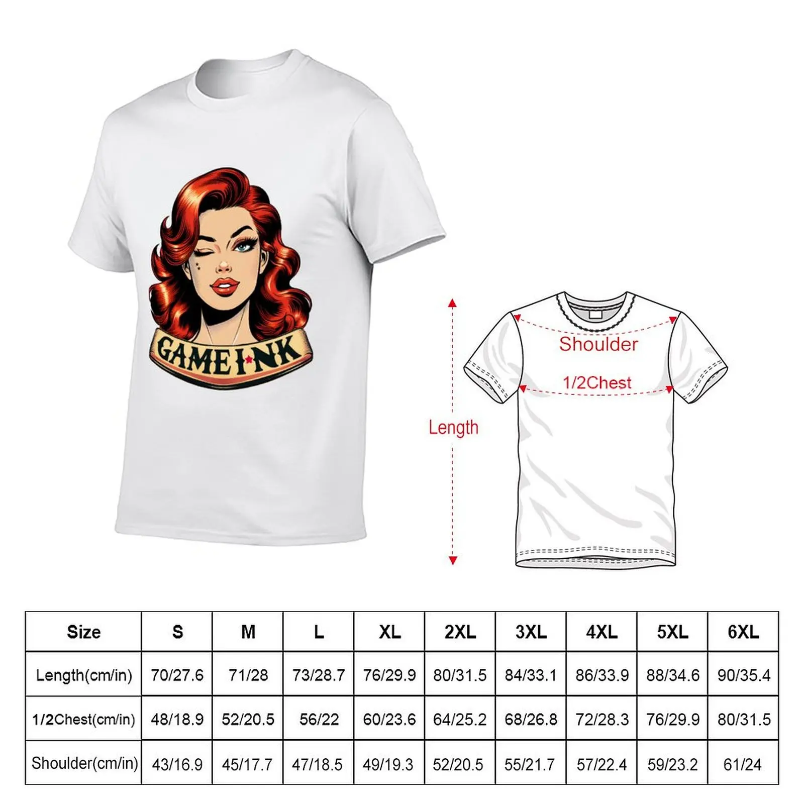Redhead Vintage Game Ink T-Shirt Minimalist Casual Short Sleeve Top