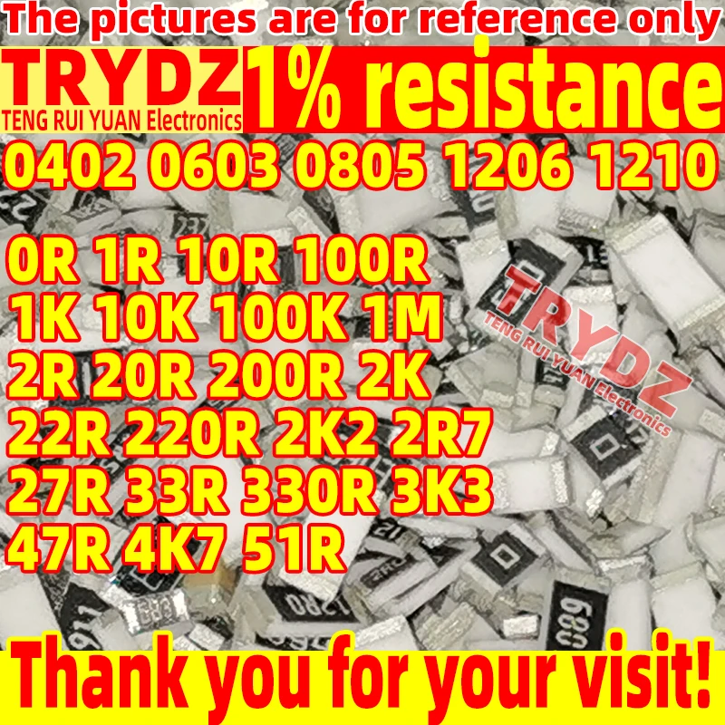 100-шт-Новые-резисторы-1-0402-0603-0805-1206-1210-0r-1r-10r-100r-1k-10k-100k-1m-2r-20r-200r-2k-22r-220r-2k2-2r7-27r-33r-330r-51r