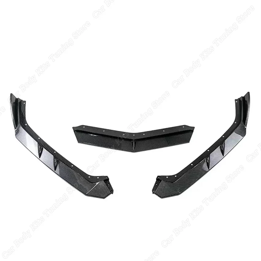 Car Front Bumper Lip Spoiler Cover Trim For Chevrolet Corvette C8 Z51 2020 2021 2022 2023+ Gloss Black Exterior Modification