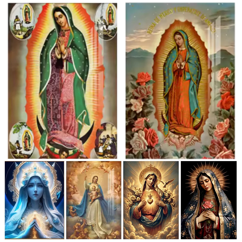 

Virgin Mary Christian 5DDIY Diamond Painting Fancy Wall Stickers Embroidery Living Room Decoration Aesthetic Art Mural