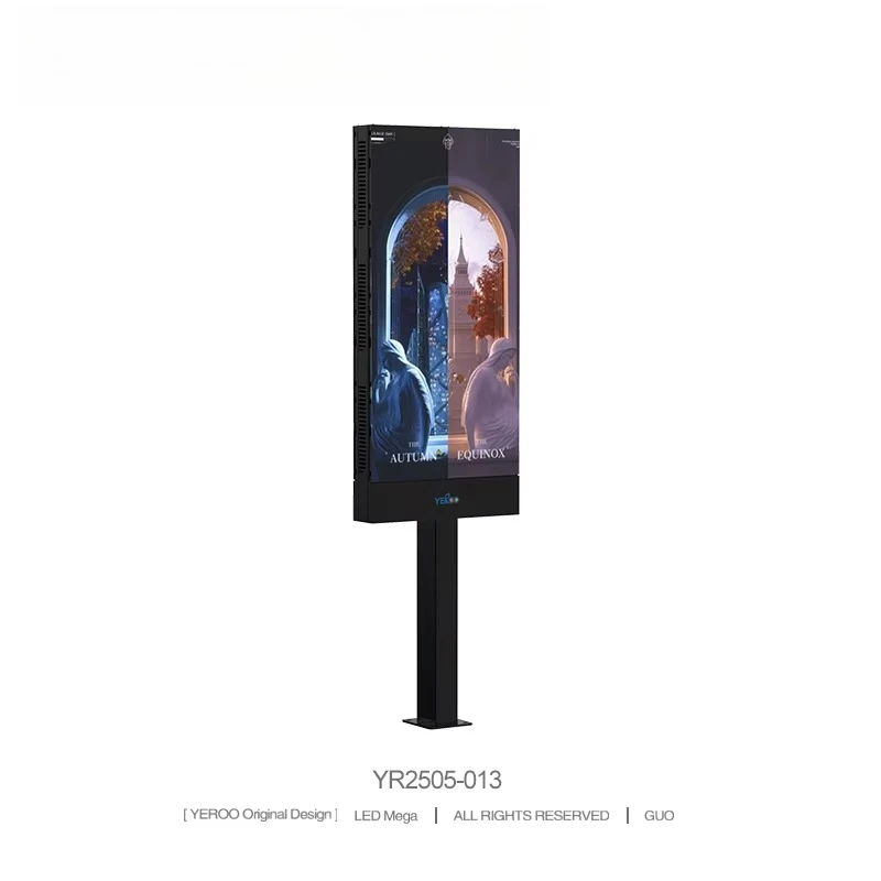 Solar-Powered LED Digital Video Banner Display Screen Stand 750cd Brightness IP54 Weatherproof Ground-Mounted Outdoor Billboard