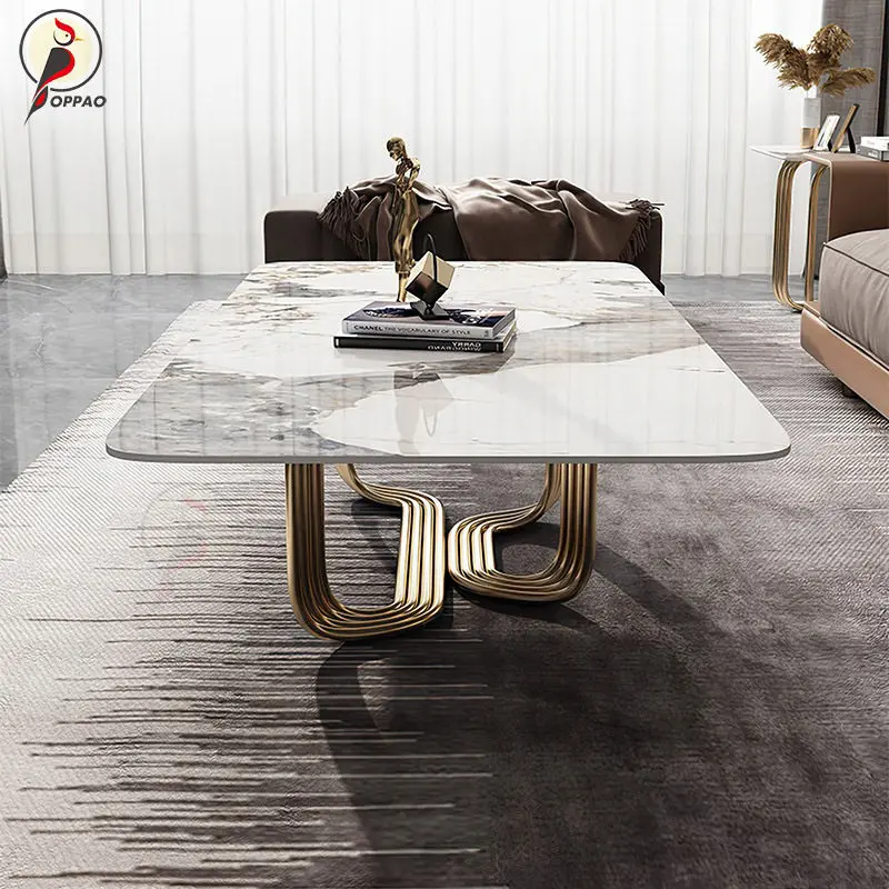 

PYJ minimalist rock slab living room rectangular light luxury stainless steel modern coffee table