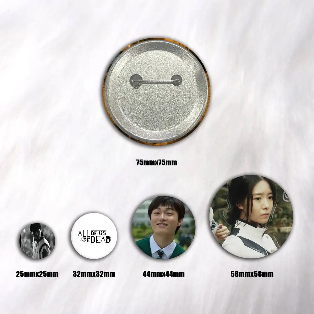 A-All Of Us Are Dead 75x75 25x25 Mm Cartoon Round Brooches On Backpack Shirt Accessories Jewelry Badge Gift For Friends