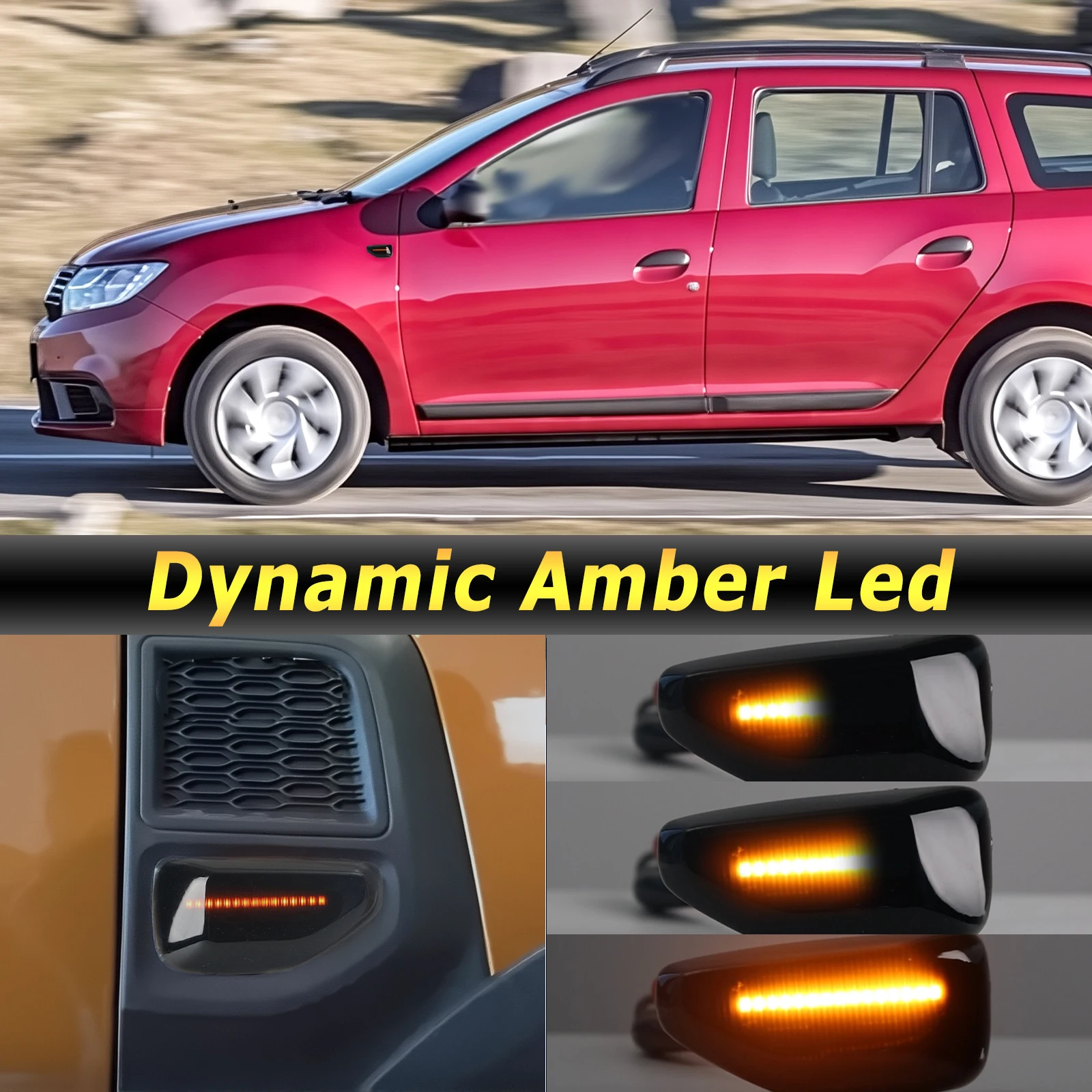 2 uds para Dacia Duster 2 Logan 2 Sandero 2 Renault Led marcador lateral dinámico luz de señal de giro luz intermitente secuencial lámpara de marca