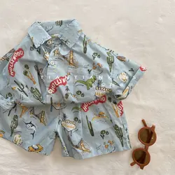 Kids Clothing Sets 2023 New Boys Clothes Dinosaur Shirt+Kids Boy Shorts 2pcs sets kids boutique clothes For 12M-5Years