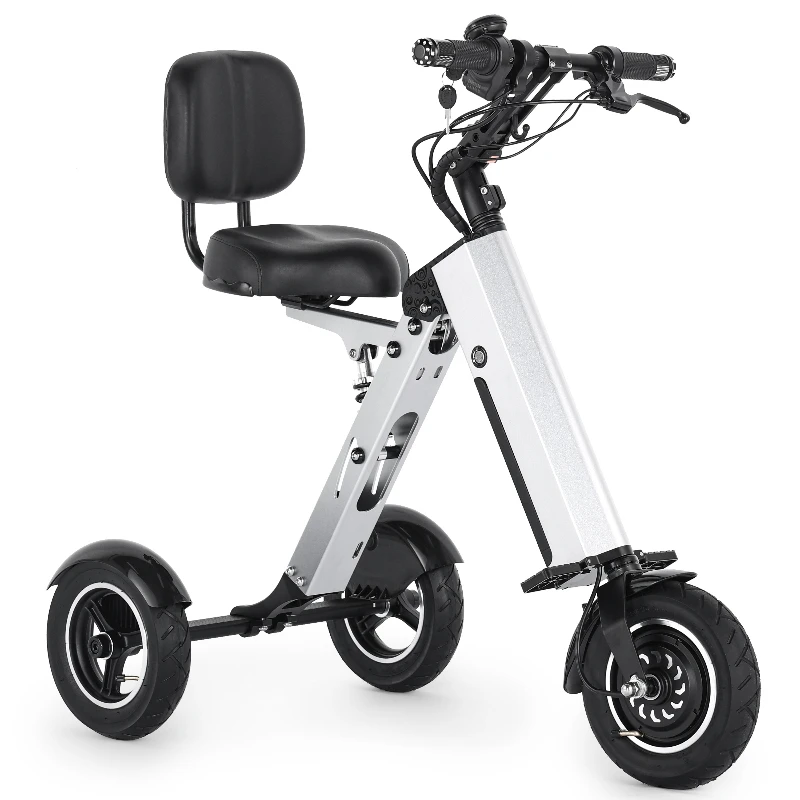 3-Wheel mobile scooter folding with adult back seat, lightweight with removable battery