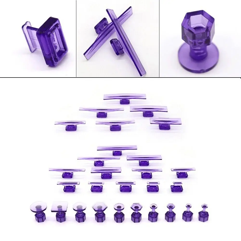 

28pcs Car Paintless Dent Hail Repair Tool Glue Puller Pulling Tabs Automobile Body Repair Tools Purple