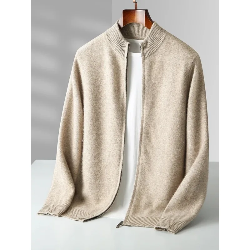 

Autumn Winter High Quality Men Zipper Wool Cardigan Cashmere Sweater Warm Thick Casual Wool Knitwear Tops Outerwear
