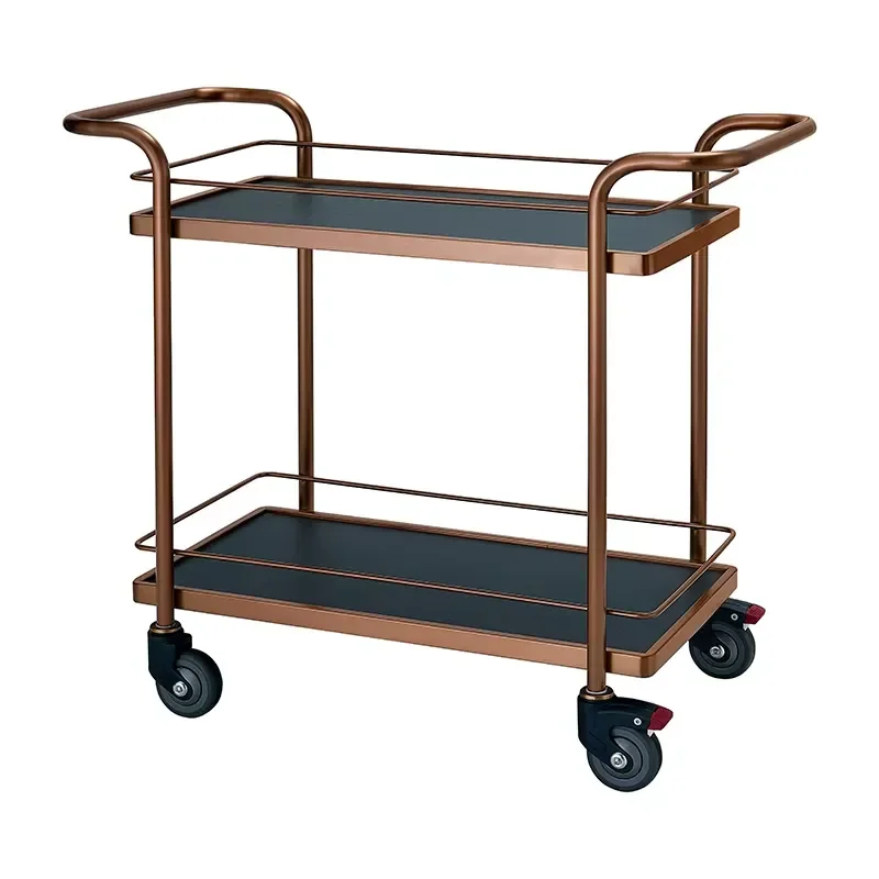 Modern Stainless Steel 4-Wheel Hand Cart for Liquor Wine Food Serving Housekeeping Trolley for Hotel Bar Home Bar Dining