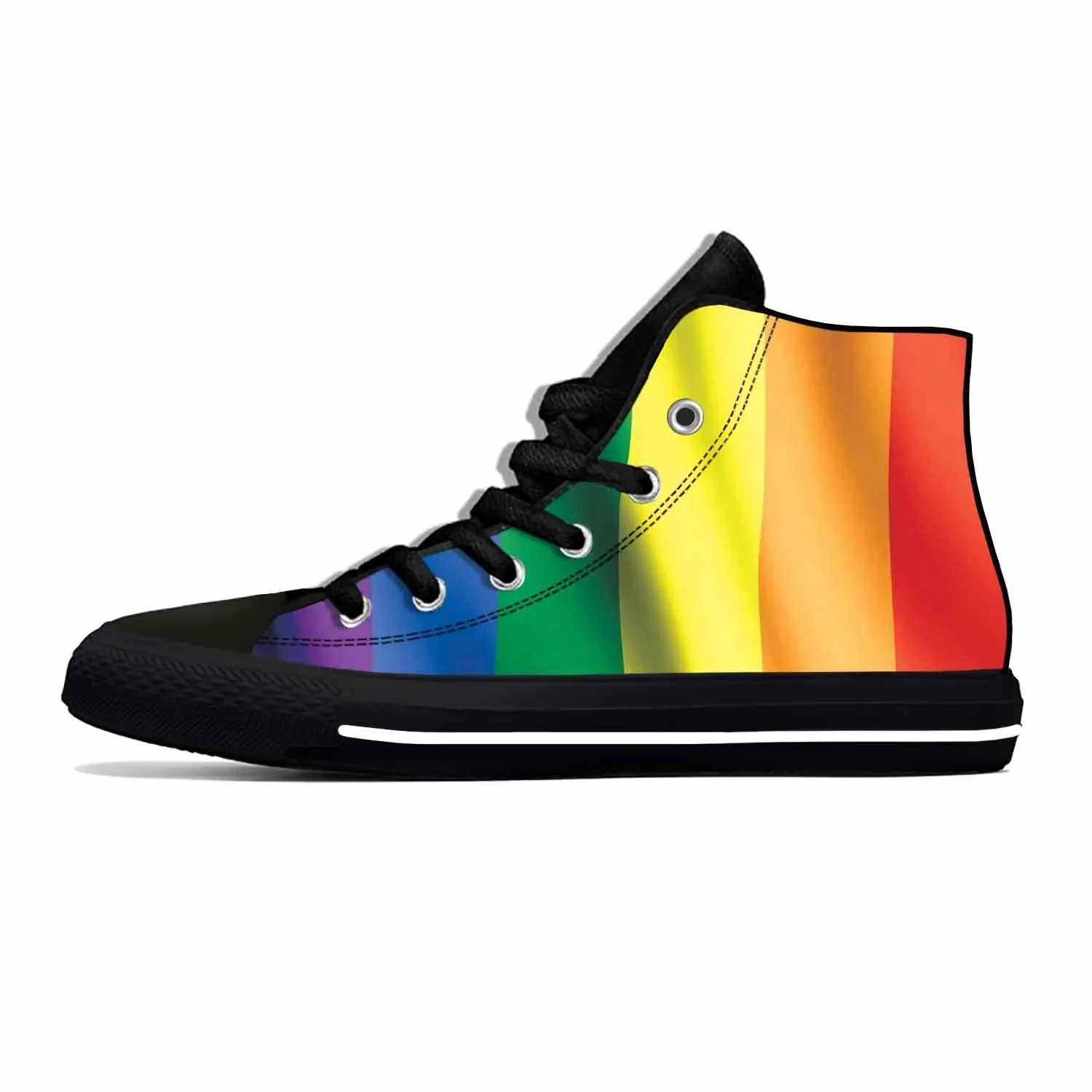 LGBT LGBTQ Gay Lesbian Rainbow Pride Flag Cartoon Casual Cloth Shoes High Top Comfortable Breathable 3D Print Men Women Sneakers