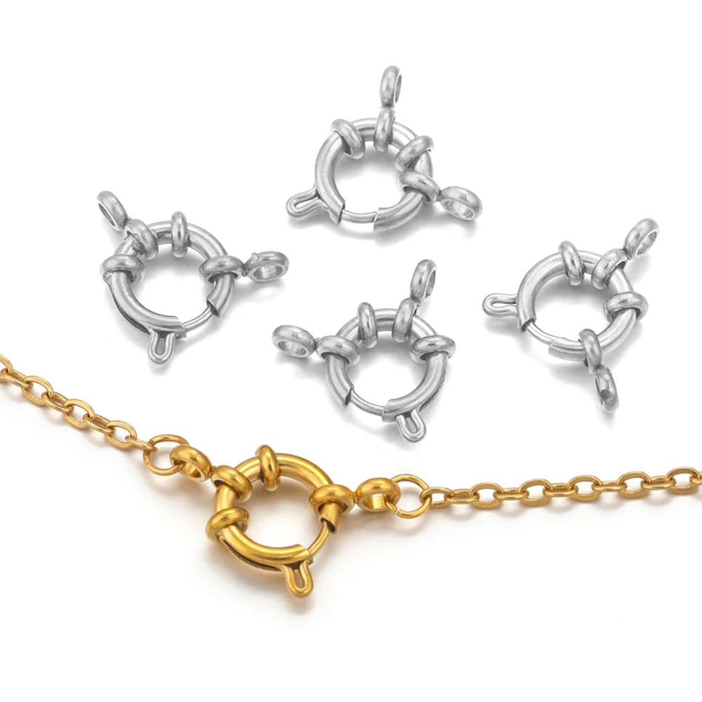 

5Pcs Stainless Steel Round Spring Ring Clasp Necklace Link Connector for DIY Bracelet Jewelry Making Supplies Accessories