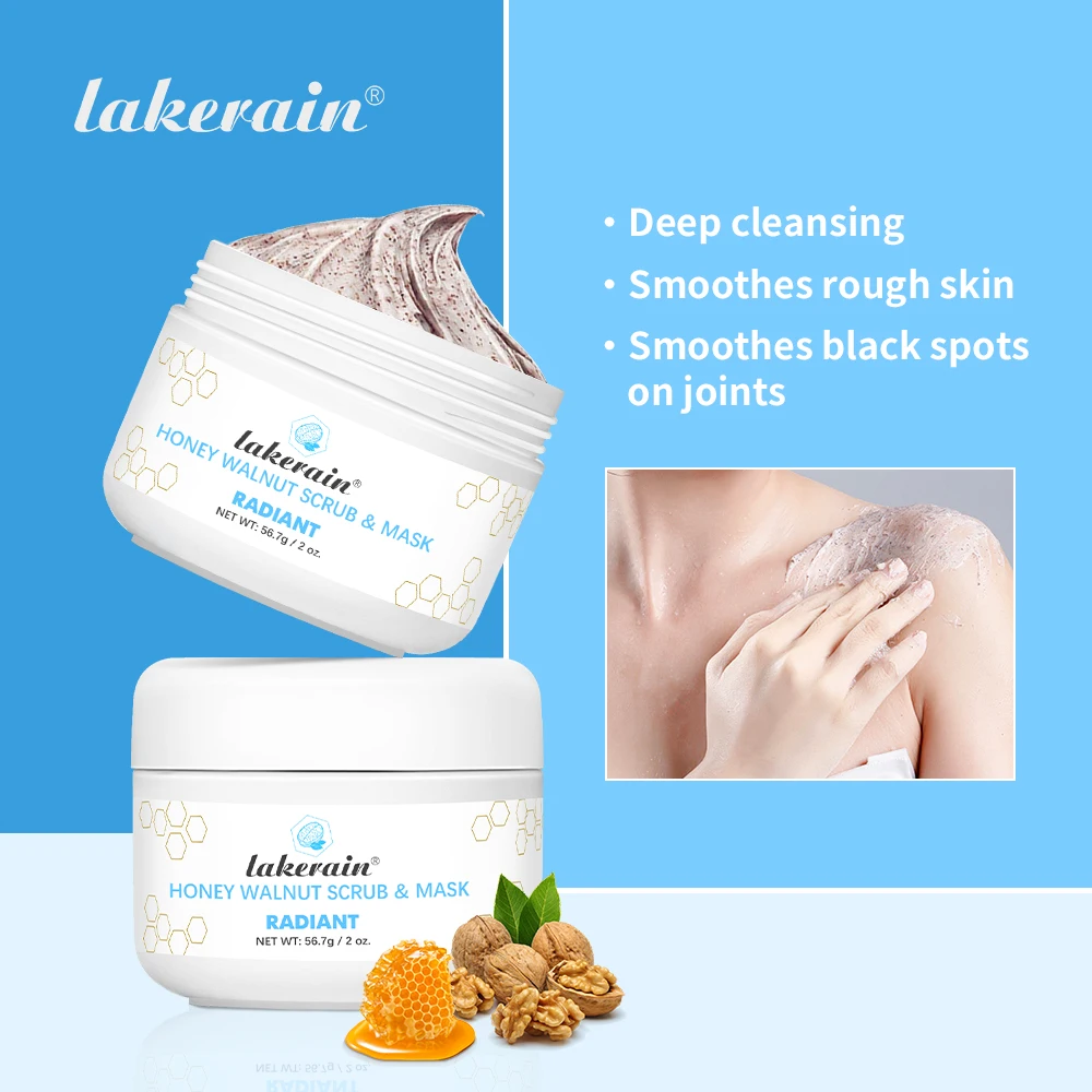 ハニー ウォールナット スクラブ & マスク - マヌカハニーとクルミを配合した角質除去マスク、黒ずみ、蓄積、しわ、スキンケア製品用