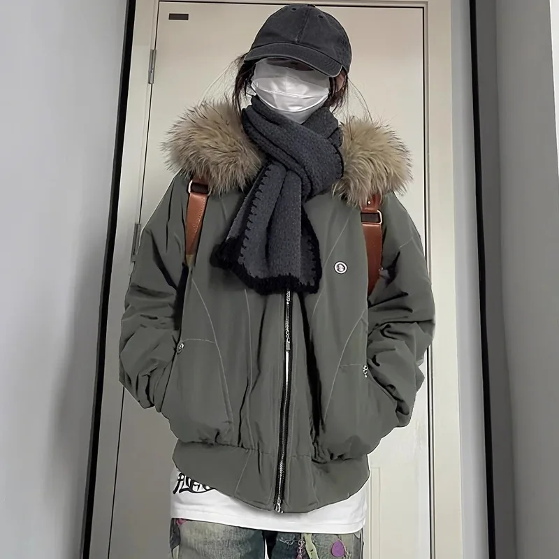 

For Women Added Fleece and Thickened Fur Collar Short Cotton-padded Jacket Petite People A New Style Winter Cotton-padded Jacket