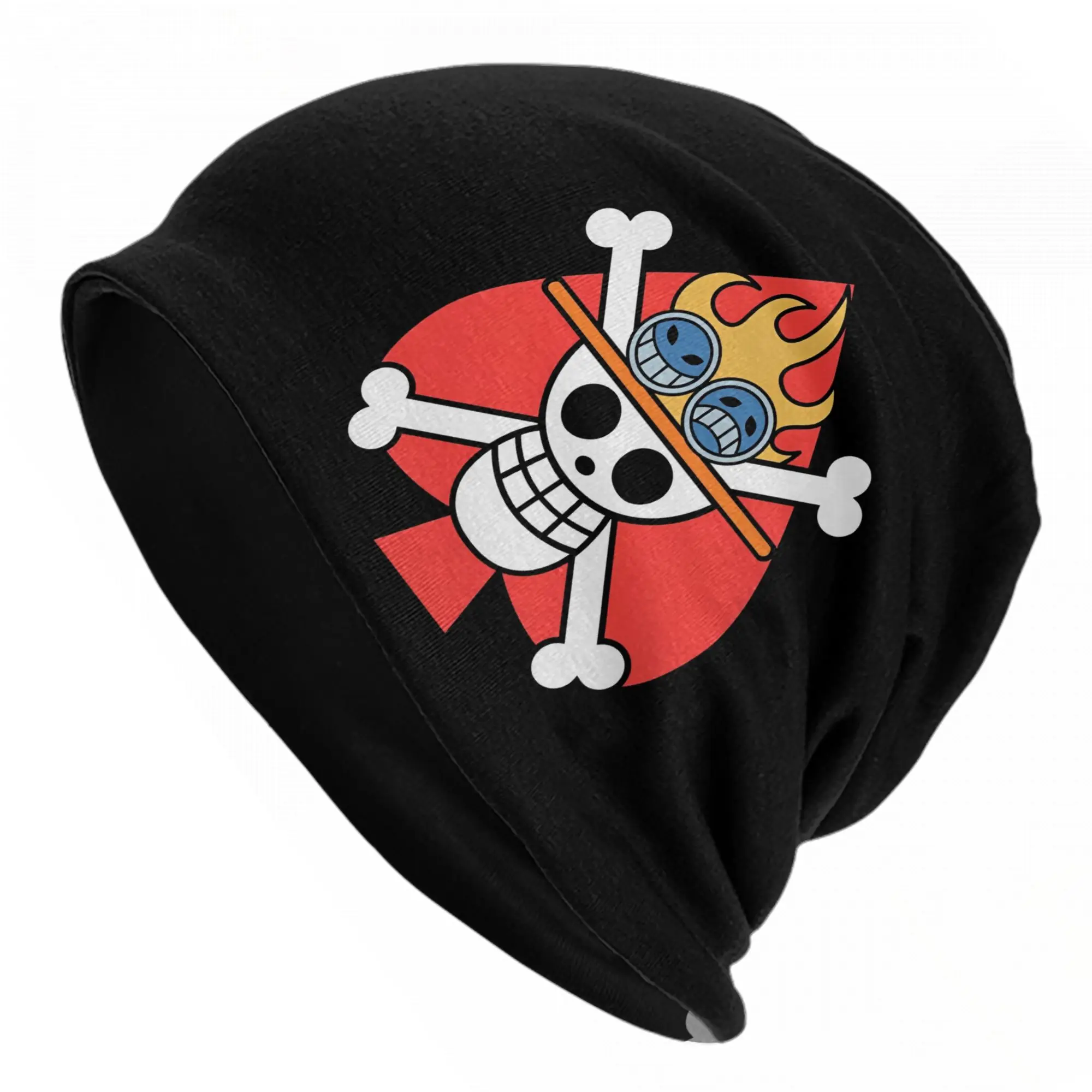 Gorro con bandera de One Piece ACE, gorro vintage estilo Street Skullies, gorro cálido de doble uso para hombre y mujer