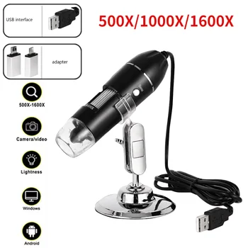 Digital microscope camera 3in1 type C USB portable electron microscope 500X/1000X/1600X LED magnifier for soldering mobile phone repair