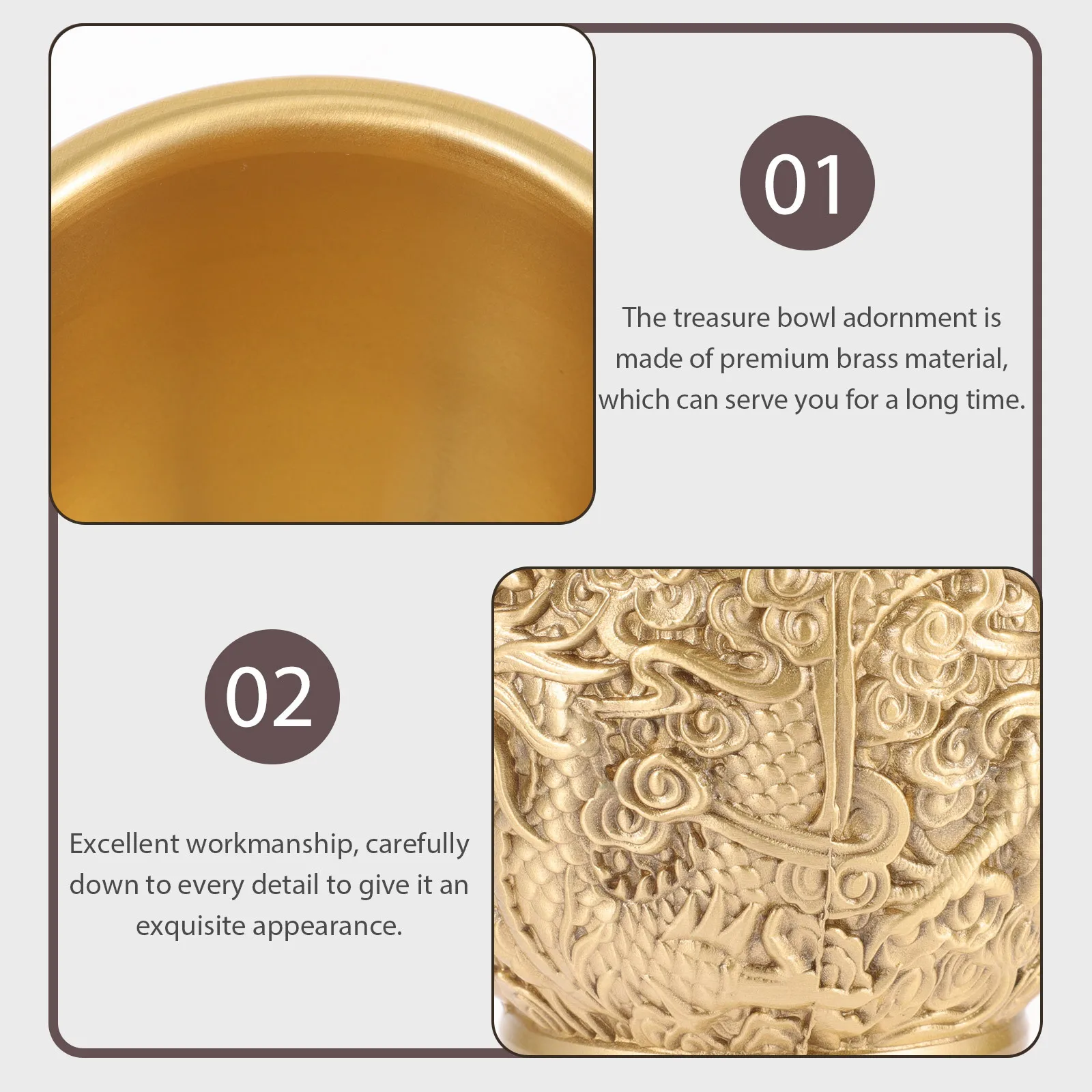 

Chinese Style Gold Brass Treasure Bowl Small Treasure Basin Desktop Decoration Offering Bowl Fortune Wealth Basin Tabletop