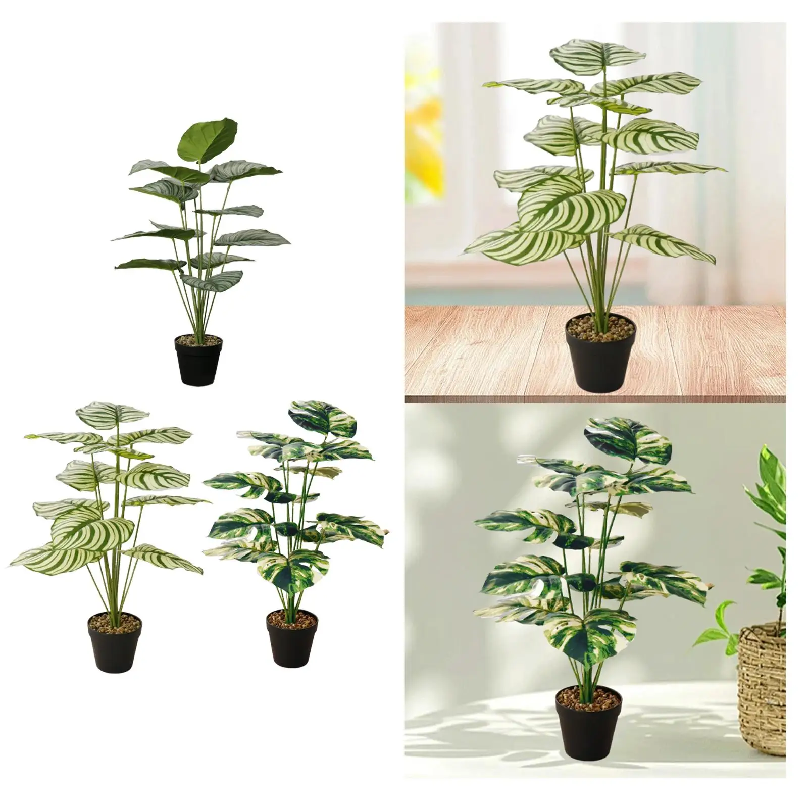 Artificial Plants Greenery Bonsai Potted Plant for Shelf Living Room Bedroom