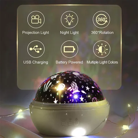 Lámpara LED giratoria con temporizador para niños y niñas, proyector de cielo estrellado, luz nocturna, decoración de dormitorio, anime, regalos