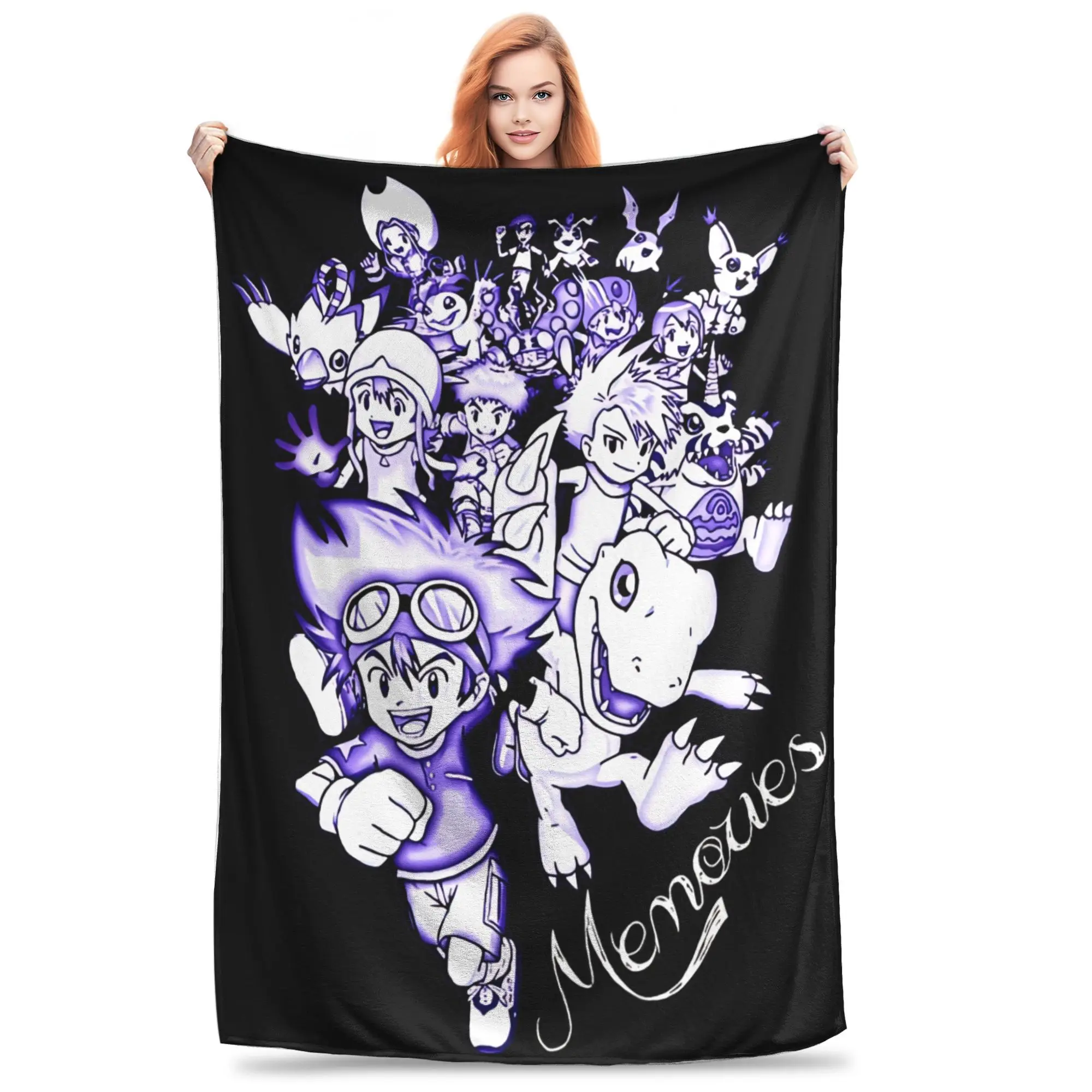 

Soft Digital Monster Digimon Memories Throw Blanket Premium Fleece Flannel Bed Blanket Super Cozy Bedspread All Season Use