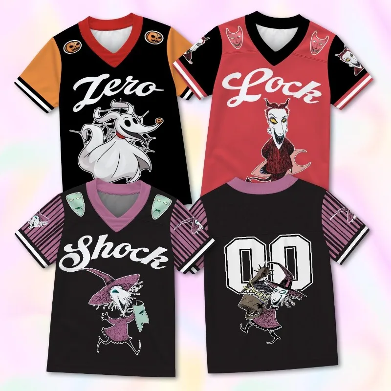 Family Matching Before Christmas Jersey Zero Dog Shock The Nightmare Print T-shirt Unisex Adult Kid Casual Tee Theme Park Outfit