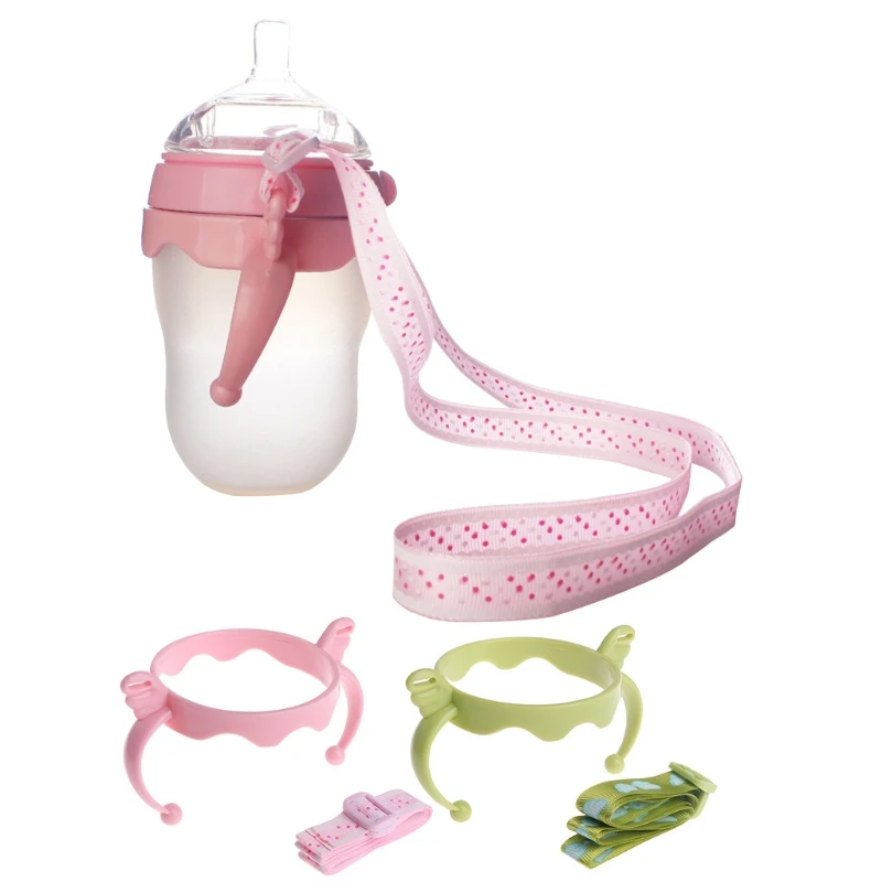 2 Pack Baby Bottle Holder Feeding Bottles for Comotomo Easy Cleaning 2 Count (Pink/Green) Easy Grip Dropshipping