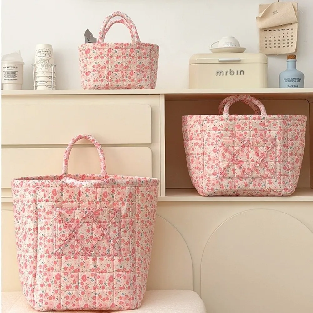 

Large Capacity Laundry Storage Basket Hand-held Folding Dirty Clothes Basket Floral Design Space Saving Foldable Laundry Hamper