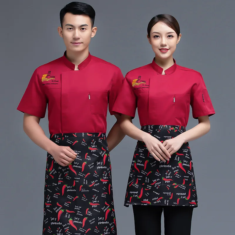 Summer Chef Overalls Men'S Short Sleeve Custom Logo Hotel Restaurant Dining Canteen Kitchen Kitchen Tooling Women