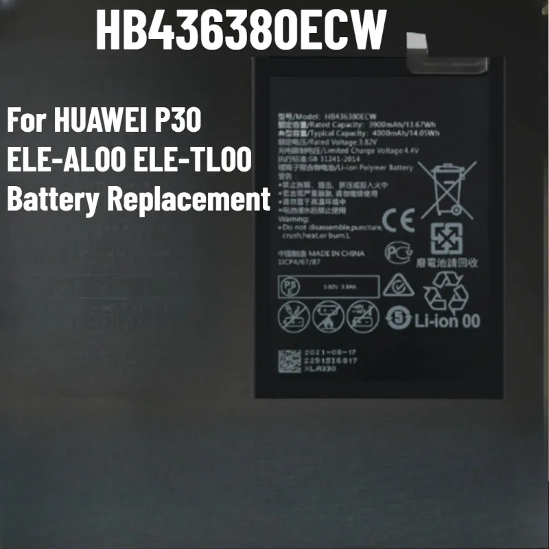

High-capacity HB436380ECW 3650 mAh Battery for HUAWEI P30 ELE-AL00 ELE-TL00 Battery Replacement
