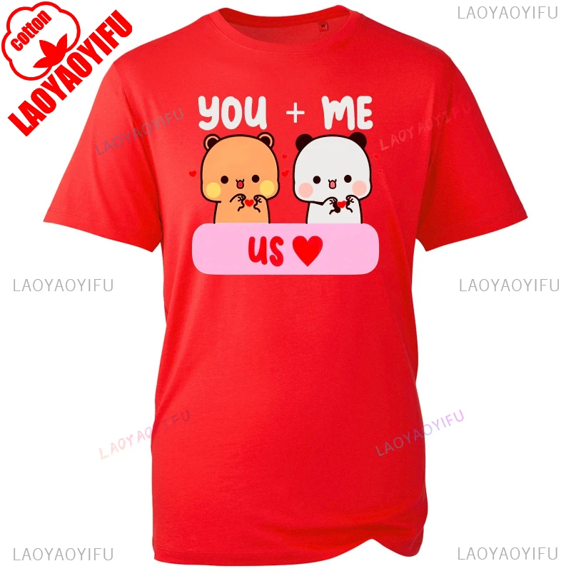 Kawaii DUDU BUBU الحب الأزواج أنت وأنا إلى الأبد لطيف الكرتون الدببة زوجين مطابقة المحملة موضة عادية تي شيرت مطبوع بلايز
