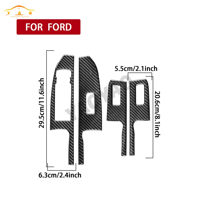 Carbon Fiber Car Window Control Lift Switchs Panel Cover Stickers For Ford Maverick 2022 Car Decorative Accessories