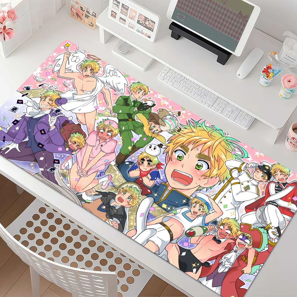 Anime H-Hetalia Mouse Pad Large Non-Slip Waterproof Mat Stitched Edge Keyboard Pad for Gaming Daily Office