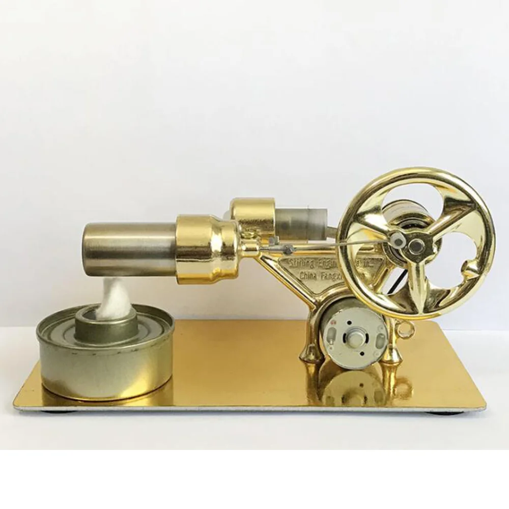 T84C Mini Hot Air Stirling Engine Motor Model Stream Power Physics Experiment Model Educational Science Toy Gift for Children