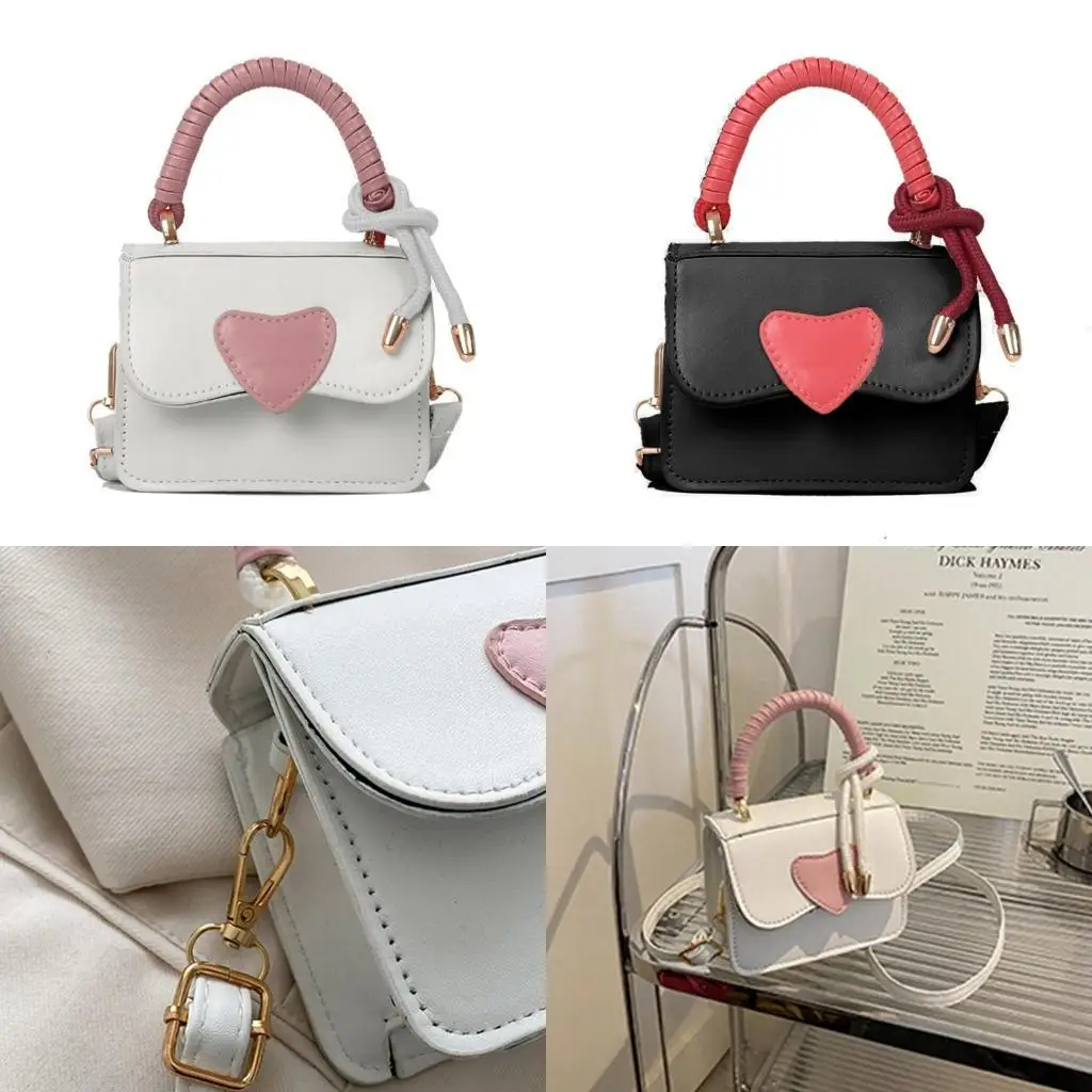 

D46D Heart Tote Bag Mini Square Bag Travel Bags for Girl Women Versatile Handbag