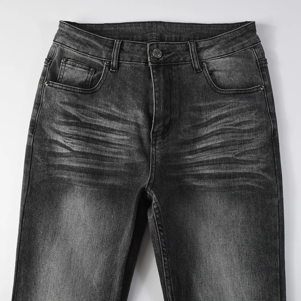 ผู้ชาย Boot Cut Denim กางเกงยีนส์สีเทาสีดํากางเกงผ้าฝ้ายคุณภาพสูง Classic Slim ยืดกางเกง Flared
